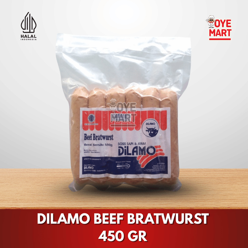 

DILAMO BEEF BRATWURST ISI 6 450GR SOSIS SAPI BAKAR GORENG BARBEQUE
