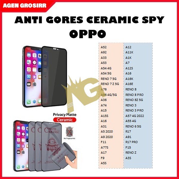 AG-ANTI GORESS CERAMIC SPY OPPO A5X A5i A5 PRO A52 A92 A33 A53 A54 4G A54 5G RENO 7 5G 7Z A76 A96 A3