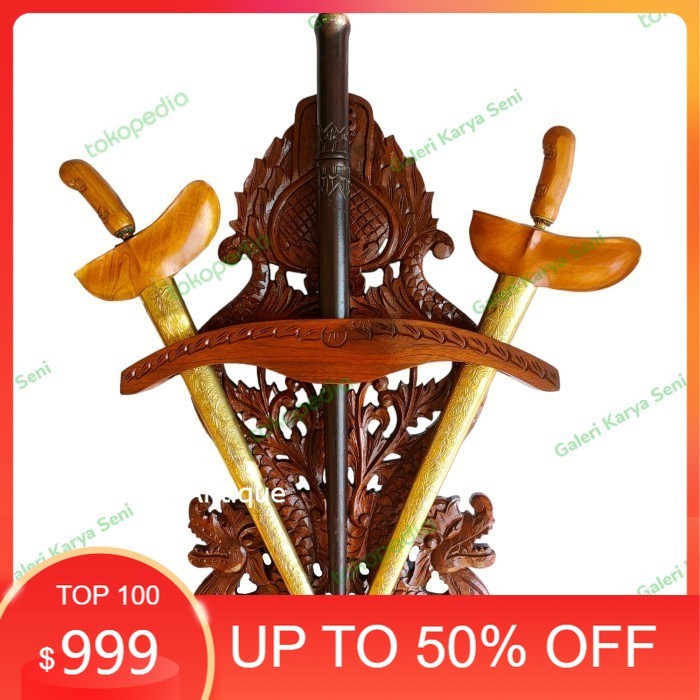 Blawong Keris Isi 2 & 1 tumbak Ukir NagaKeraton Logo PB X Murah KRS2