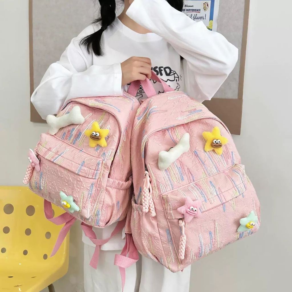 Tas sekolah mewah rajutan tas sekolah wanita Jepang tas bahu mini ransel siswa fashion bag kuliah Ra