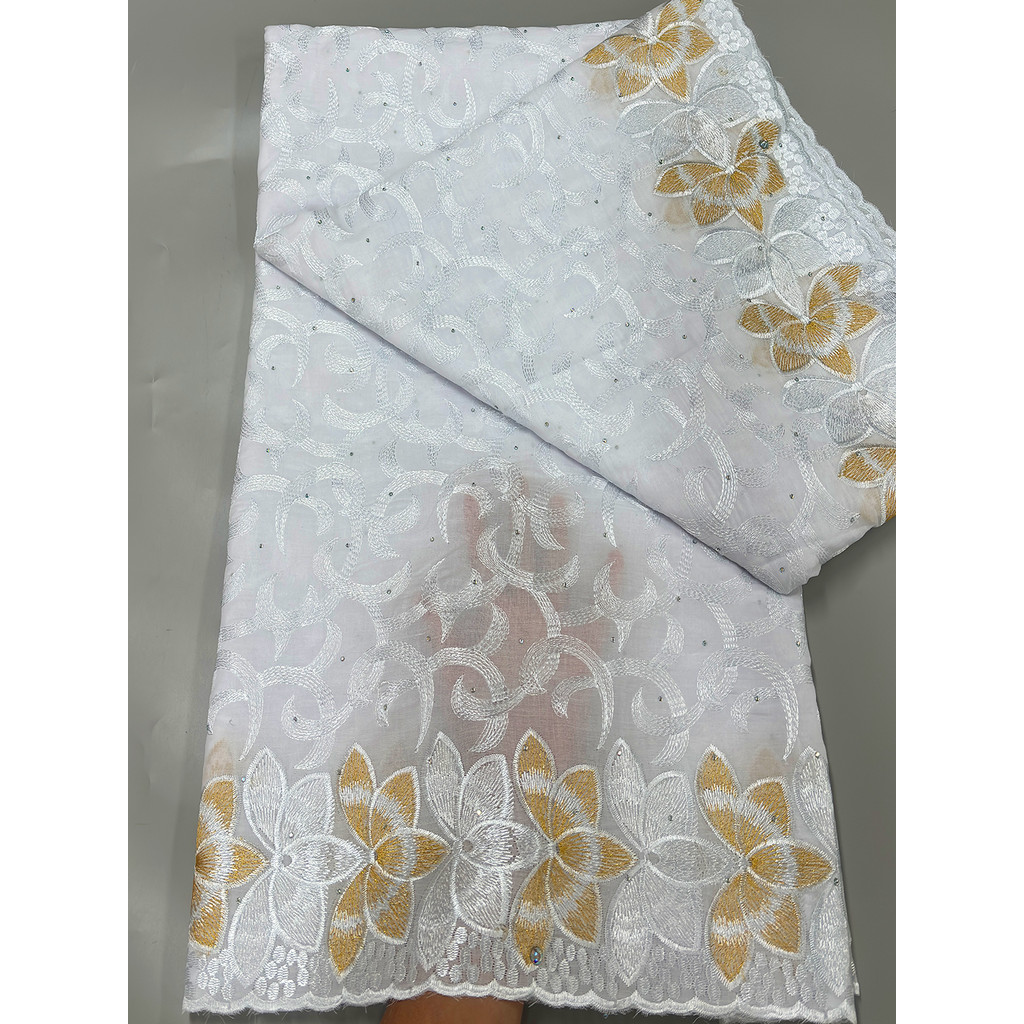 

Latest African White Cotton Lace Fabric 2024 Hight Qualiry Swiss Voile Lace in Switzerland Lace Fabric Nigeria For Women Dress