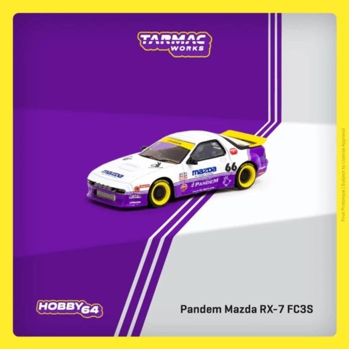 DIECAST TARMAC WORKS PANDEM MAZDA RX 7 FC3S WHITE / PURPLE