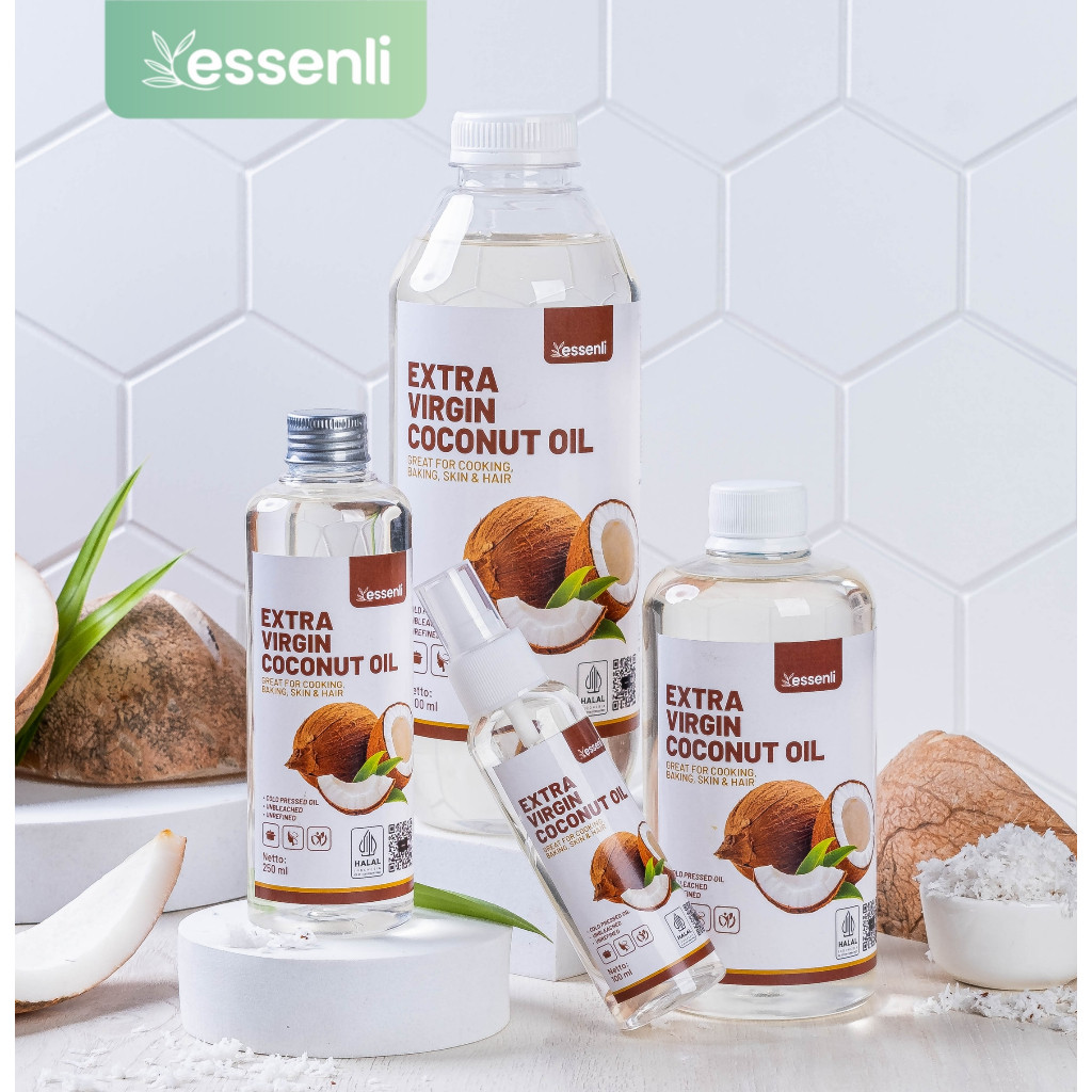 

ESSENLI Extra Virgin Coconut Oil VCO 100ml/250ml/500ml/1000ml