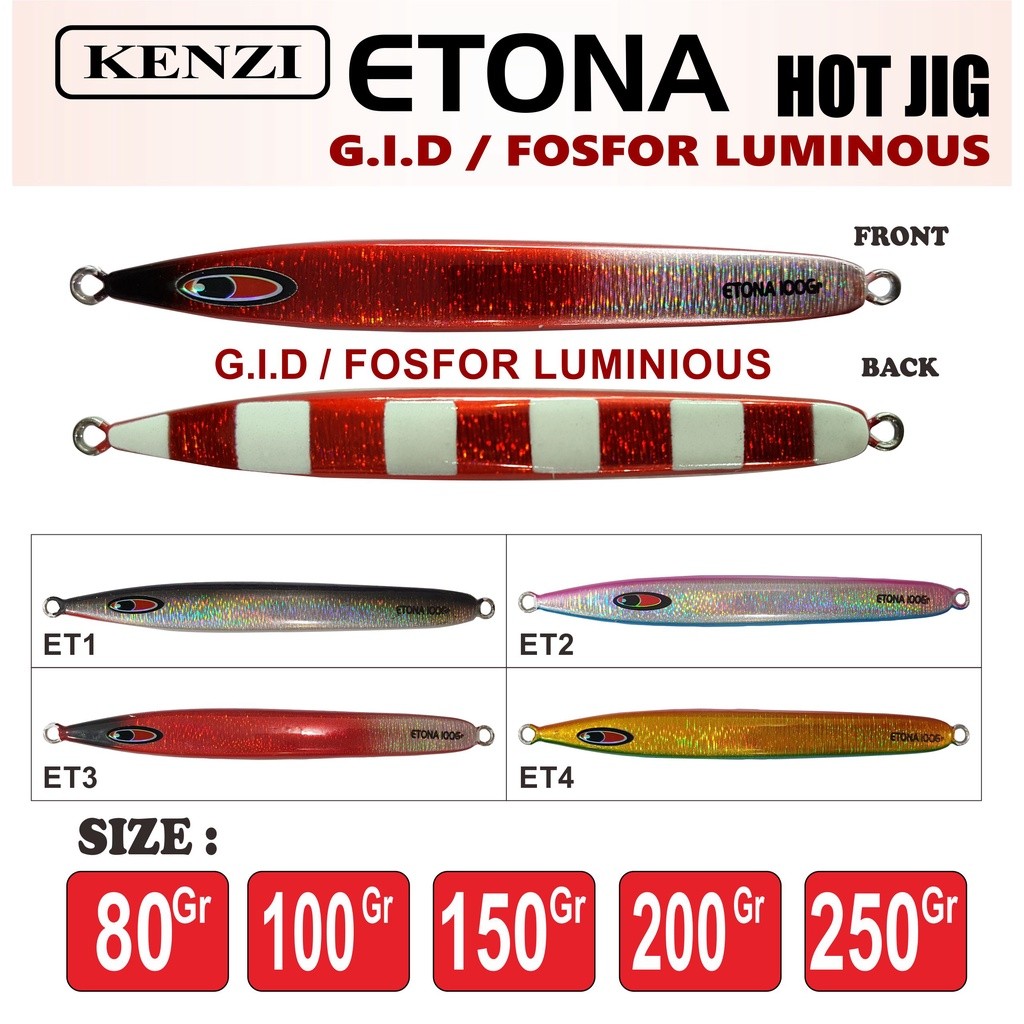 METAL JIG KENZI ETONA 80gr 100gr 150gr 200gr 250gr Umpan Pancing