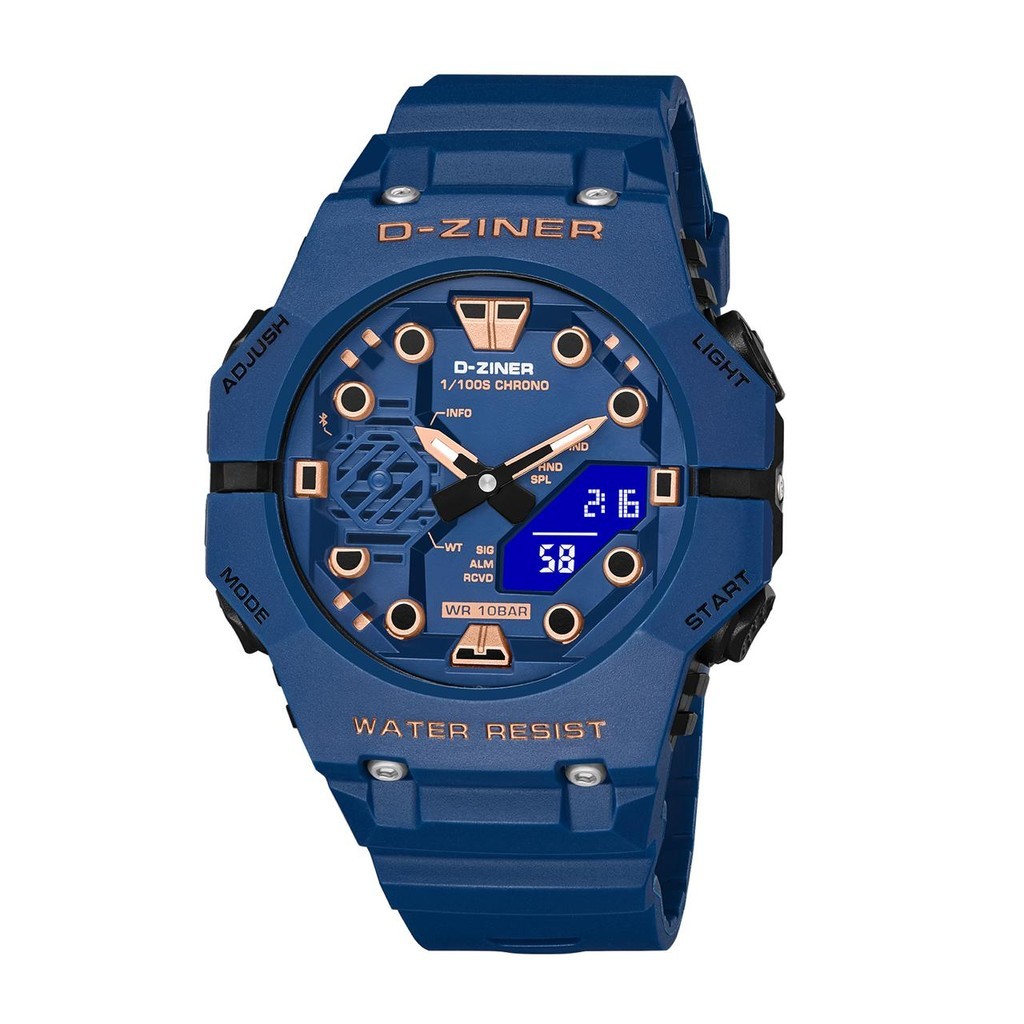 Jam Tangan  Dziner Jam Tangan 8337 Rubber Double Time Water Resistant 10ATM