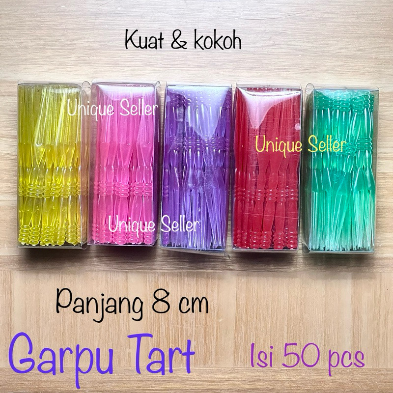 Garpu Tart Kecil Warna Warni / Tusuk Kue Warna Warni / Garpu Kue Kristal Warna Warni / Garpu Kue Pla