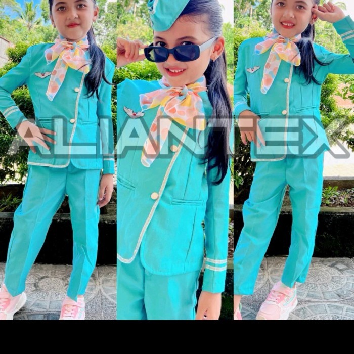 Terlaris ✨ -BAJU PRAMUGARI HIJAB CELANA/BAJU PROFESI ANAK - TOSCA, 6-7 tahun