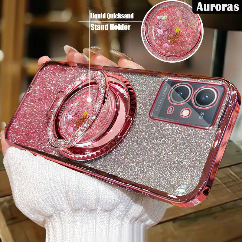 Untuk Realme 9 4G Realme 9 Pro Realme 9 Pro + Realme 9i Phone Case Liquid Glitter Quicksand Ring Pho