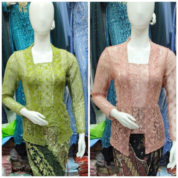 

atasan kebaya wisuda modern/kebaya wanita kutubaru brukat payet/kebaya acara formal - Sage, S