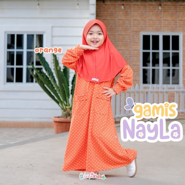 Gamis Anak Nayla / Gamis Anak BabyTerry / Violakids - Orange, S