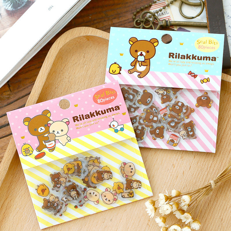 

PVC Cute Mohamm Bear Rilakkuma Diary Cute Japanese Travel Adhesive Decorative Album Stickers Scrapbooking Stationery