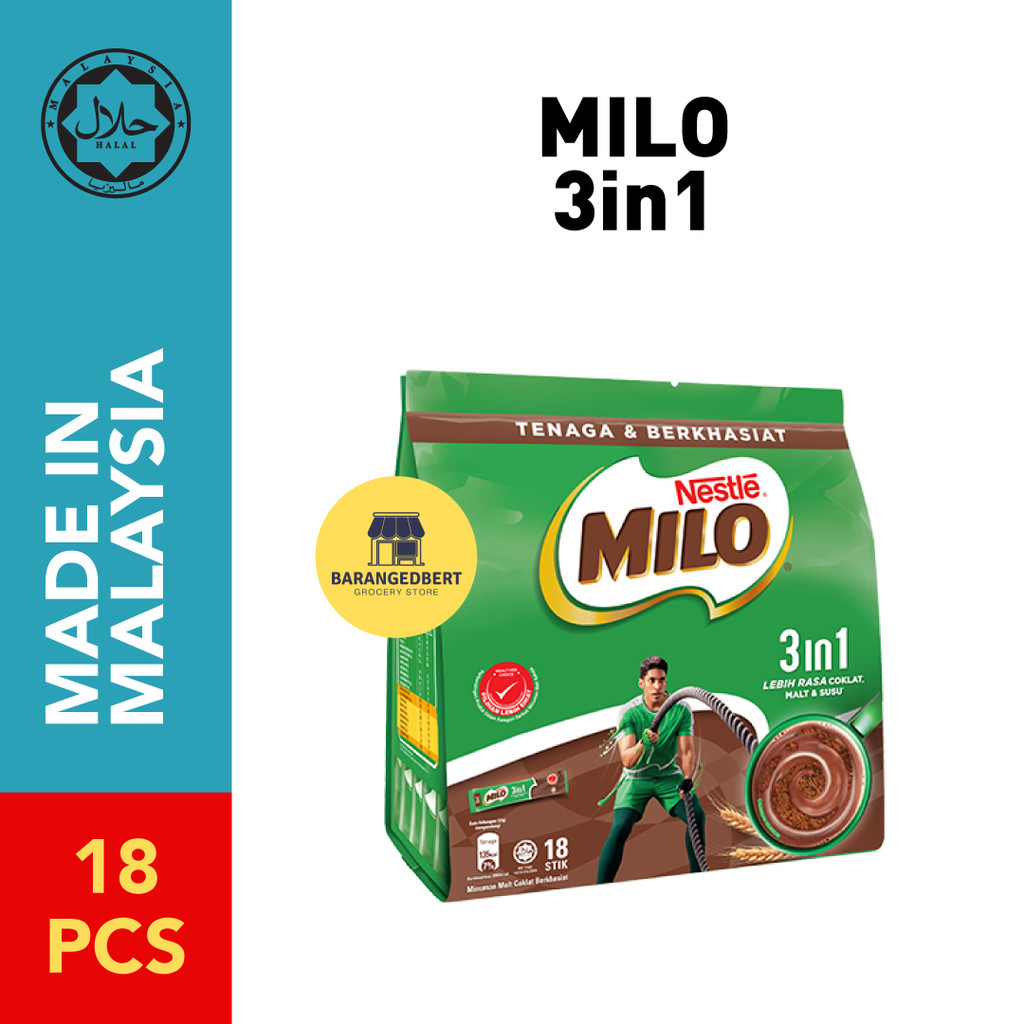 

NESTLE MILO 3in1 Malaysia Susu Bubuk Coklat Original Malaysia bukan MILO Singapore [HALAL] (18pcs)