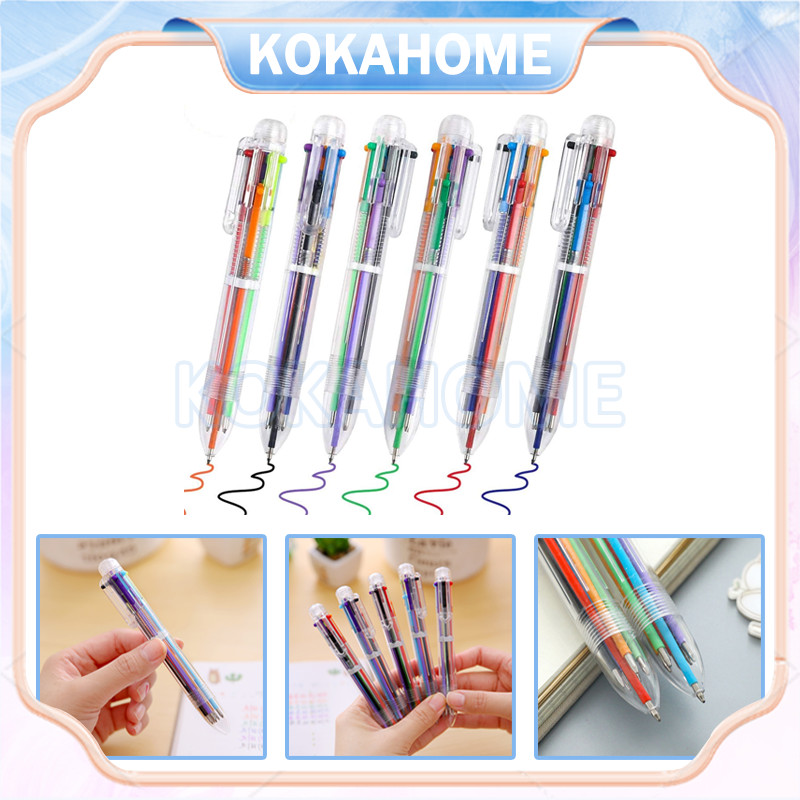 

pulpen 6 warna / pulpen gel transparan pen six color-in-one/pena tekan mekanis 6 warna