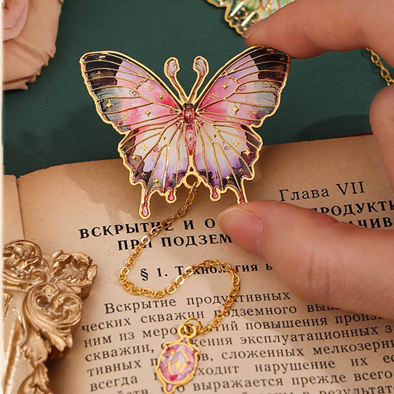 

Retro Special-Shaped Butterfly Student Reading Bookmark Holder 6 Types Of Art Oil Painting Bookmarks Exquisite Reading Gifts