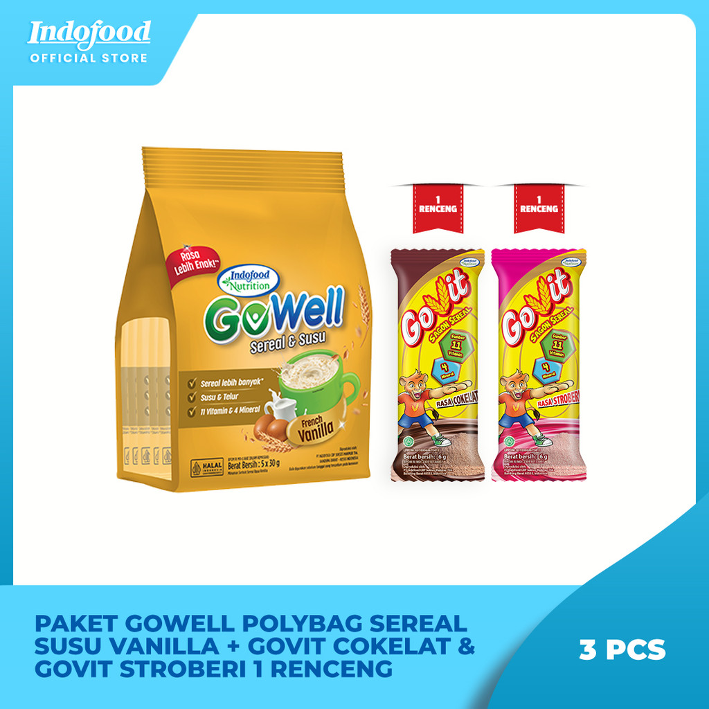 

Paket GoWell Polybag Sereal Susu Vanilla & Govit Cokelat Stroberi