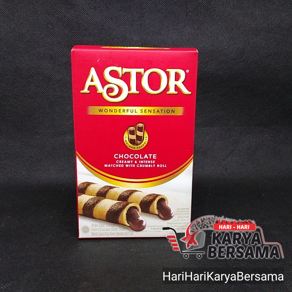 

MAKANAN RINGAN ASTOR WAFER ROLL CHOCOLATE 40GR