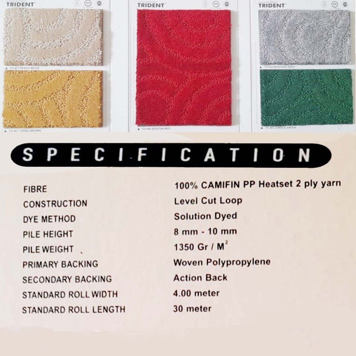 Karpet Roll Meteran Trident Karpet Kantor/ Hotel / Rumah