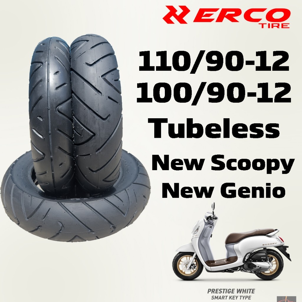 TV23EW ERCO TIRE Satu Set Ban Scoopy Ring 12 Depan Belakang Tubeless 110/90-12 100/90-12 New Scoopy 