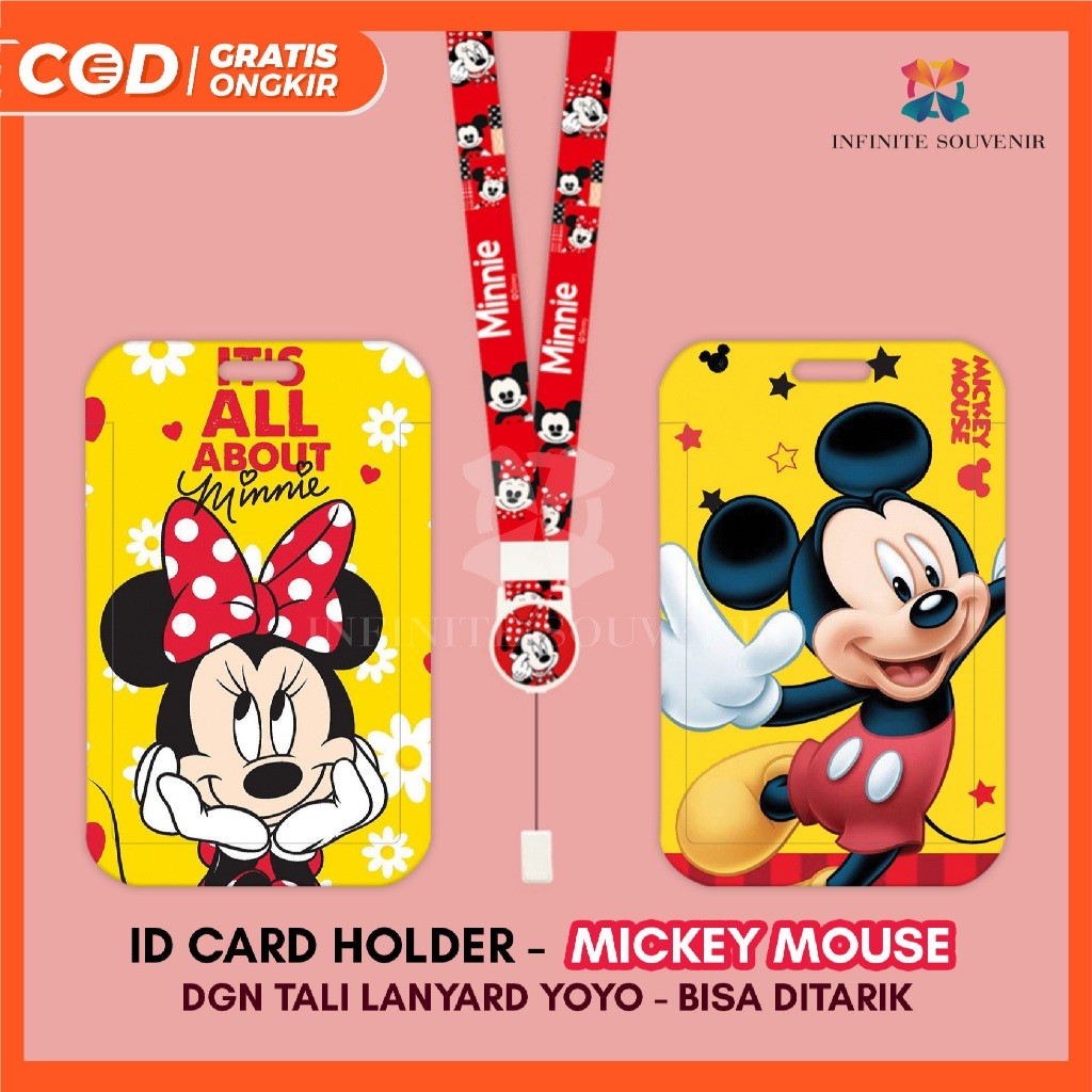 

(N017) ID Card Holder Tali Yoyo Mickey Mouse / Nametag Yoyo Minnie / Card Holder Yoyo / Mickey / Card Holder Tali Bisa Ditarik