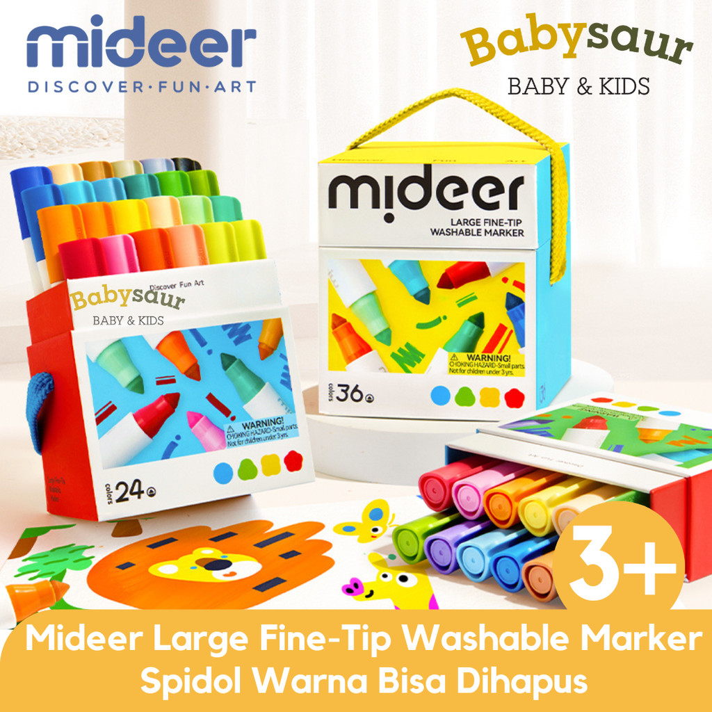 

Mideer Large Fine-Tip Washable 12 / 24 / 36 Colors Markers Spidol Warna Kids Coloring Marker Alat Warna Mewarnai Bisa Dihapus Anak Anak Laki Laki Perempuan 3 Tahun +