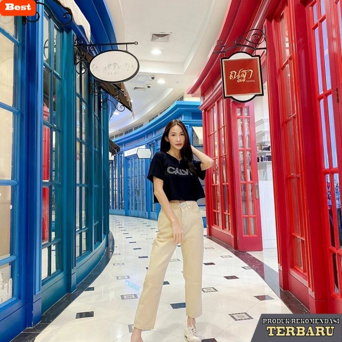 celana jeans wanita kekinian 27-34 Boyfriend Jeans Basic Cream / Celana Jeans Wanita Kekinian, Size 