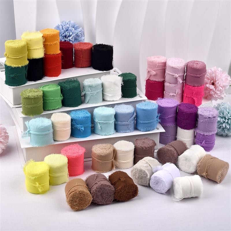 

5yard Gauze Chiffon Ribbon Silk-Like Ribbons Wedding Invitation Bouquet Fabric Ribbons Christmas Decoration Gift Wrapping