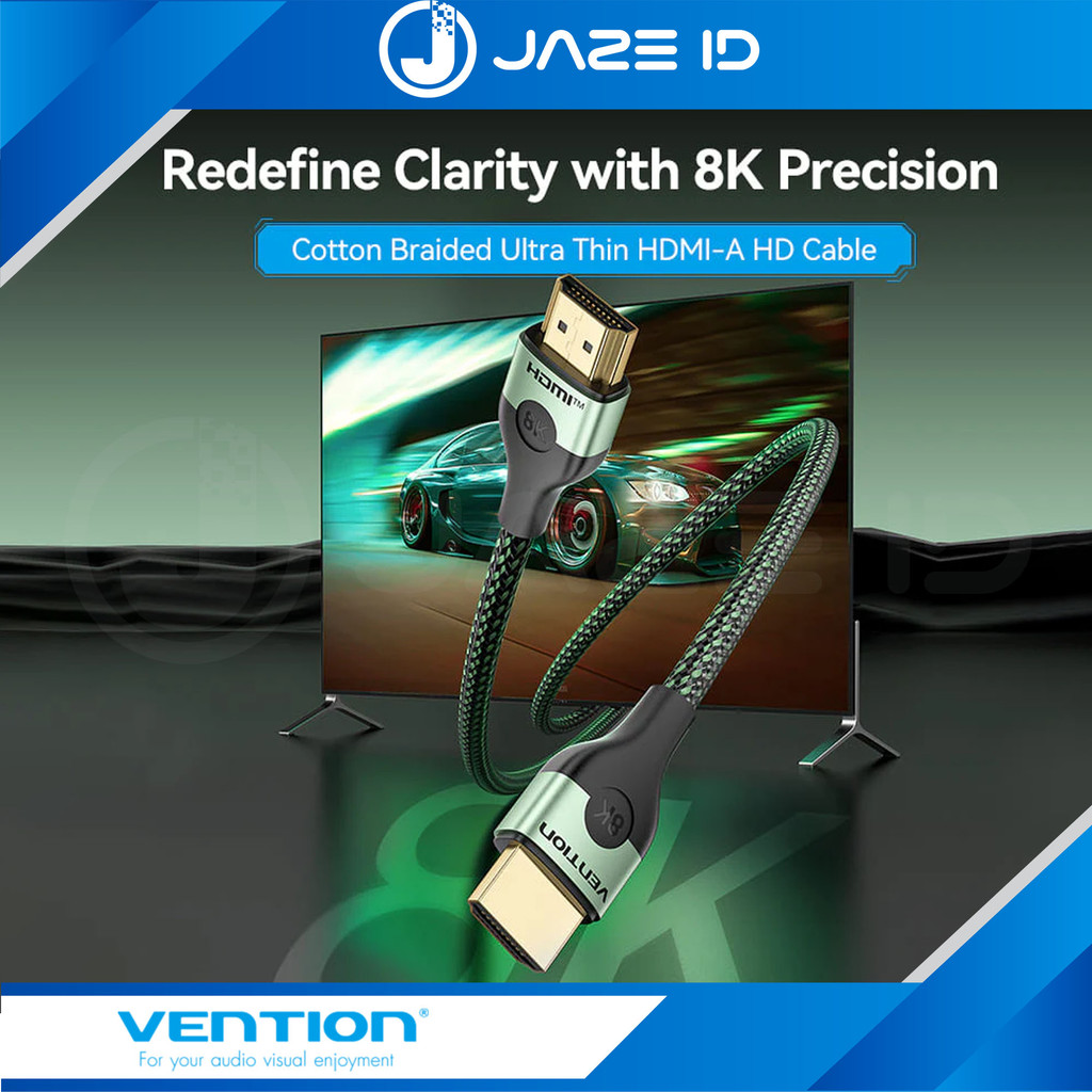 Vention Kabel HDMI Slim Ultra Thin Male 4K 8K 2.1 Lightweight Portable Kecil 1M 2M 3M