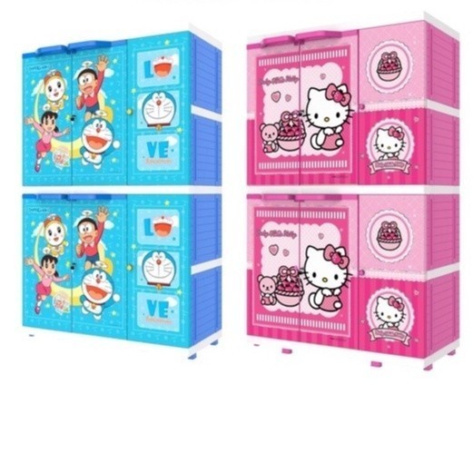 NAIBA - lemari pakaian anak 2194 (FULL RAK + HANGER + KUNCI) Premium | Lemari Plastik Anak JUMBO FUL