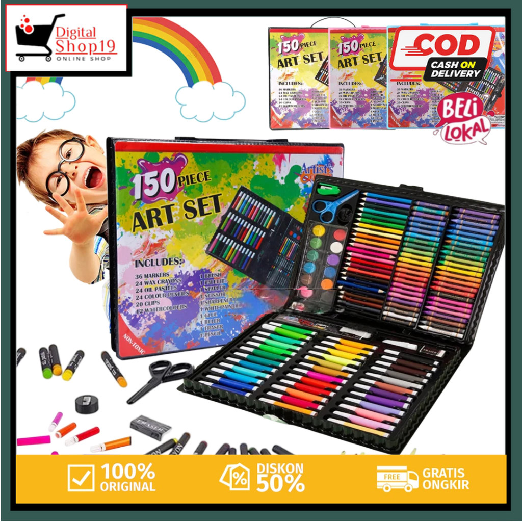 

DS.ID COD Crayon Art Set 150 PCS / Alat Menggambar Anak Set / Perlengkapan Barang Anak