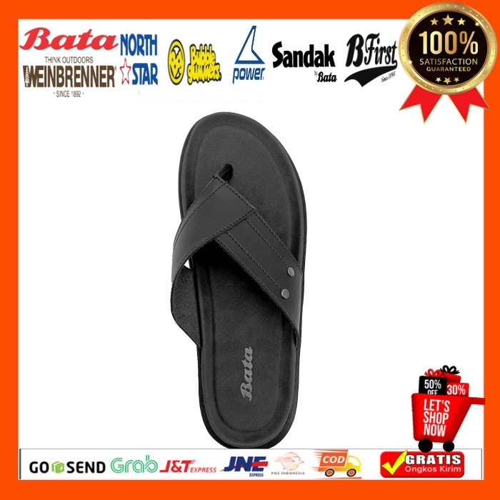 Sandal Pria  BATA Men Sandal Thong Castro - 8716451 - Hitam, 39