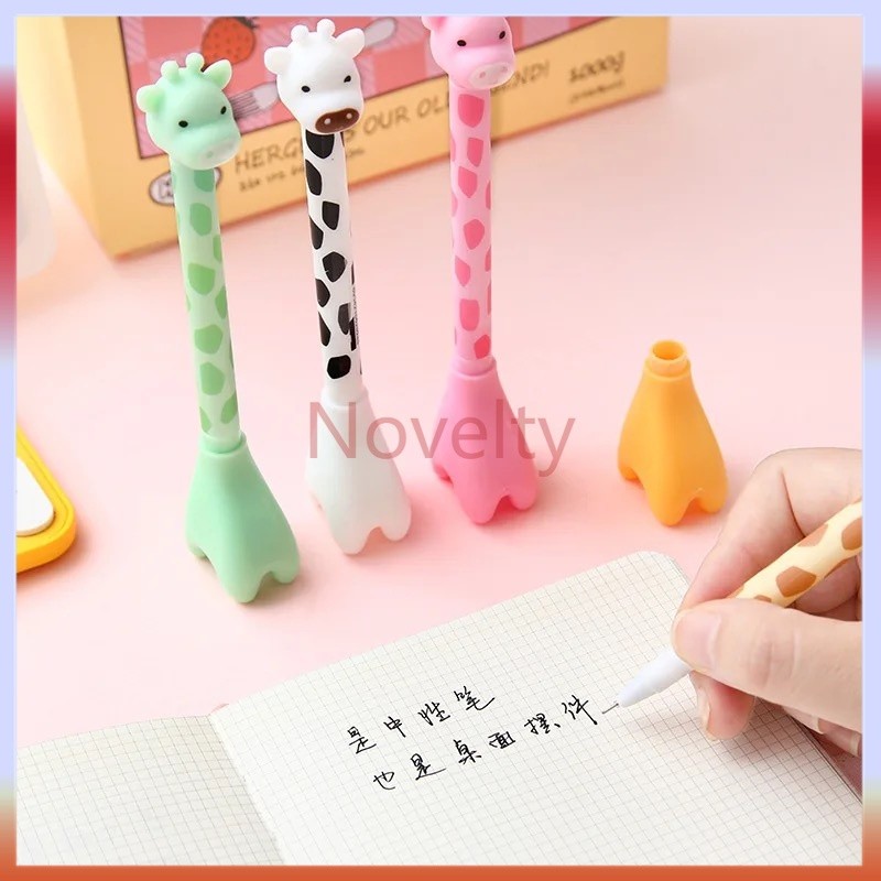 

Novelty Pena gel jerapah/pena gel pola jerapah lucu-tinta hitam