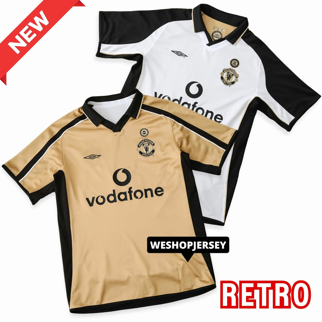 Fans Version Jersey Manchester United Retro Bolak Balik 2001/2002 Baju bola Mu Centenary 01 02 Kaos 
