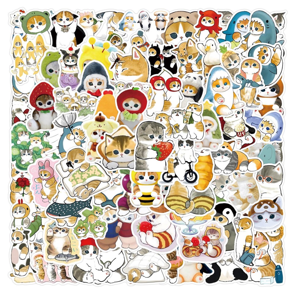 

10/55/110PCS Cute Cartoon Mofusand Cat Stickers Kawaii Animal Decals DIY Skateboard Luggage Guitar Phone Car Decoration Sticker