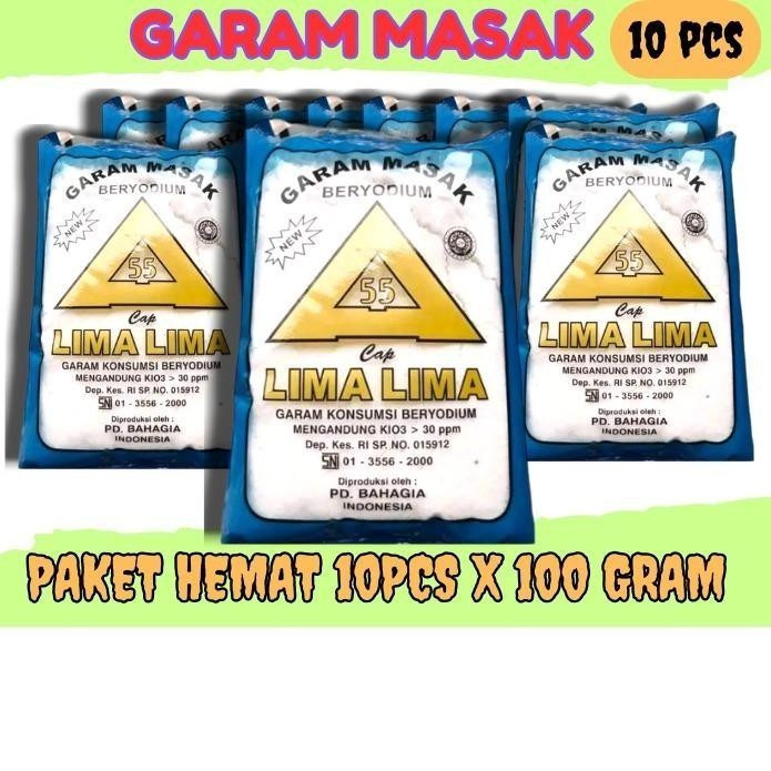 

BEST PROMO!!! 10 Pcs Garam Dapur Beryodium Paket Cap Mutiara Laut - Cap Lima Lima