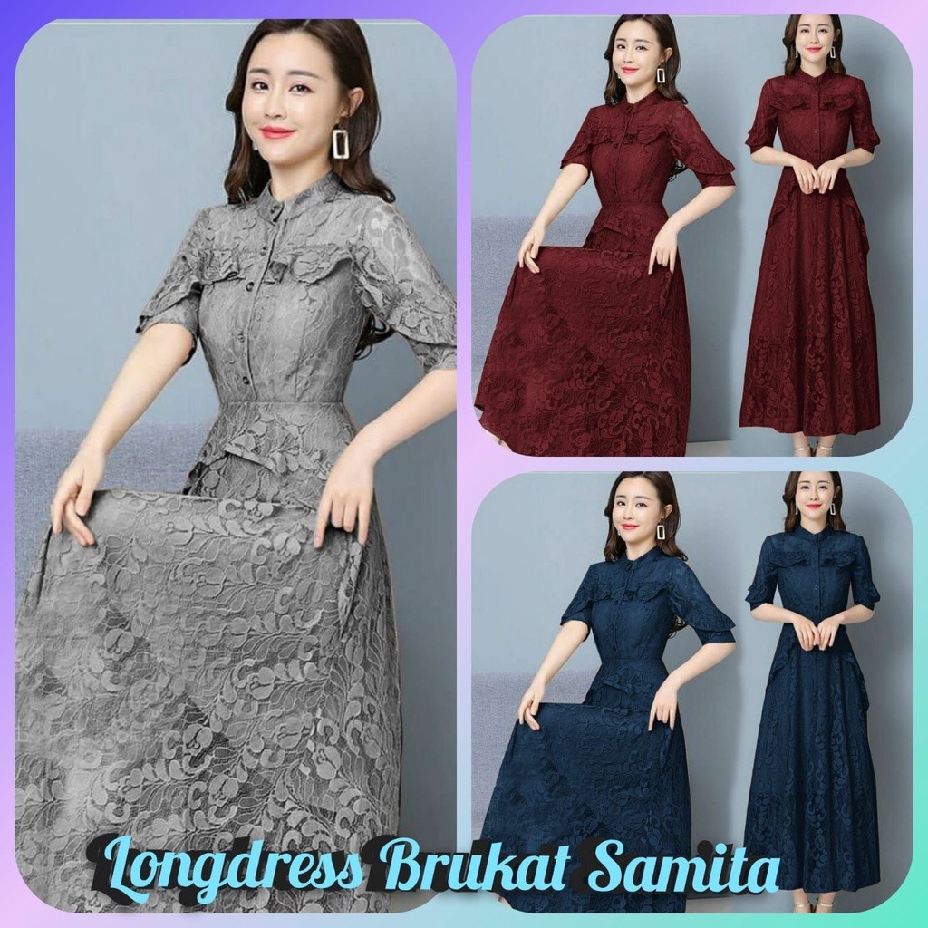 COD - SABRI BAJU WANITA NATAL KOTREANSTYLE - BAJU DRESS PANJANG ELEGAN MODERN PESTA NATAL KOREA - Lo