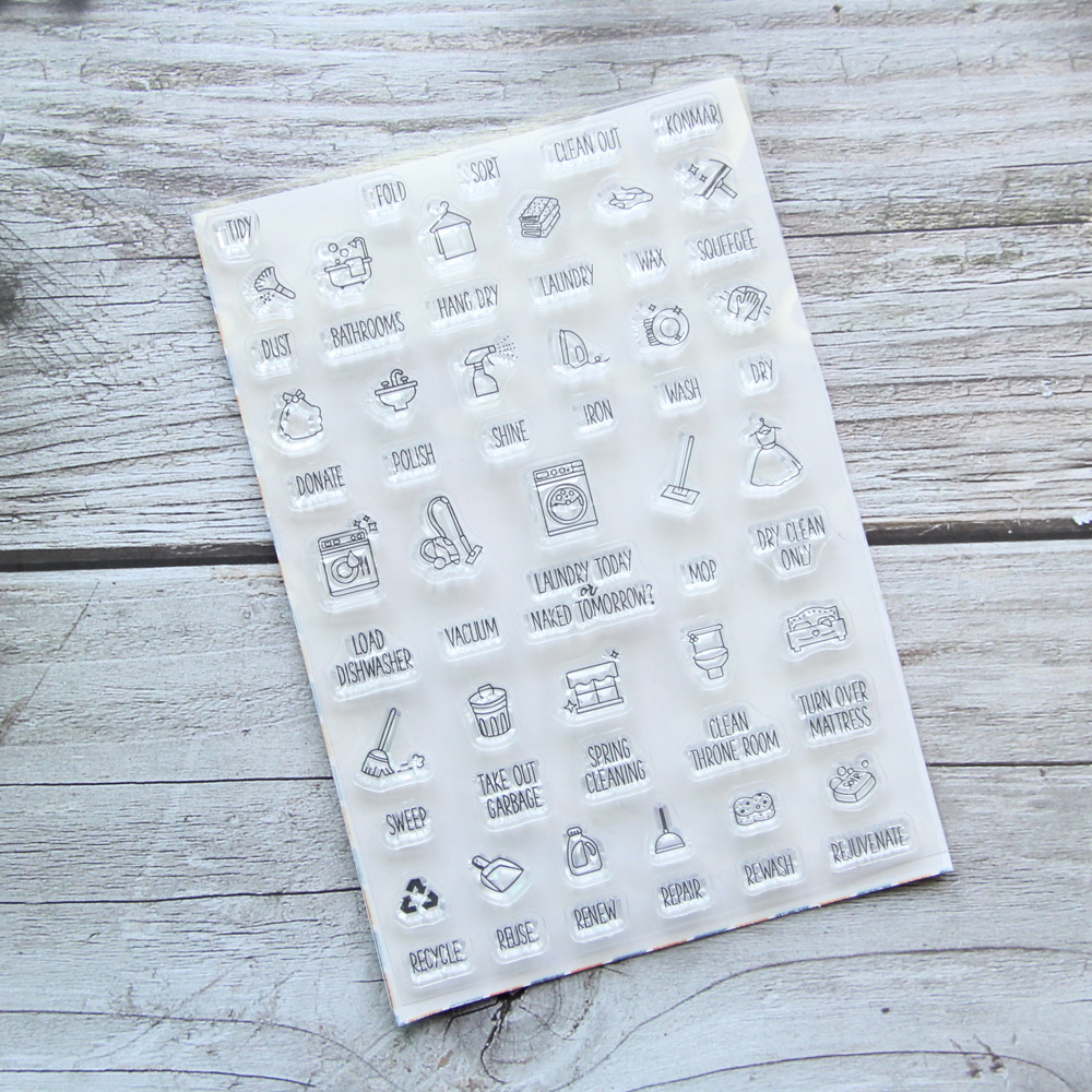

Cleaning Tools stamp Transparent Clear Silicone Stamps for DIY Scrapbooking/Card Making/Kids Crafts Decoration Supplies