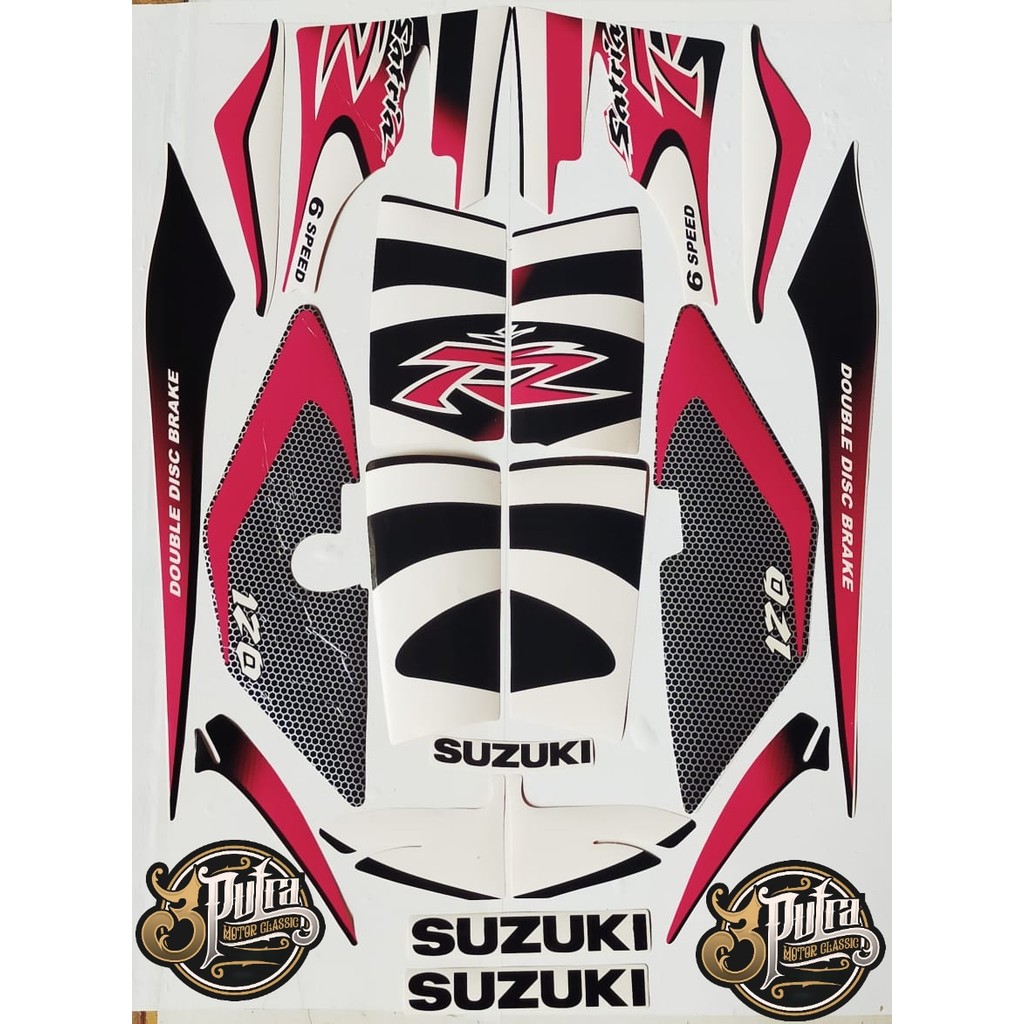 COD striping satria 2 tak lumba/striping satria lumba putih merah/striping satria lumba 2002/STIKER 