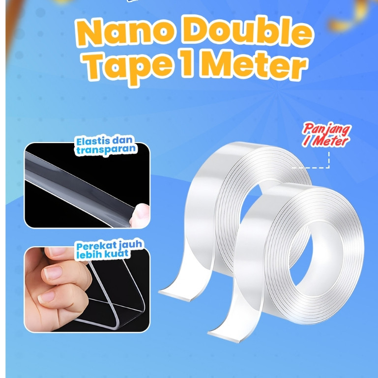 

Nano DoubleTape Serbaguna Transparan Tape Isolasi Selotip 2 Sisi Kuat Dicuci Double Tape Bening