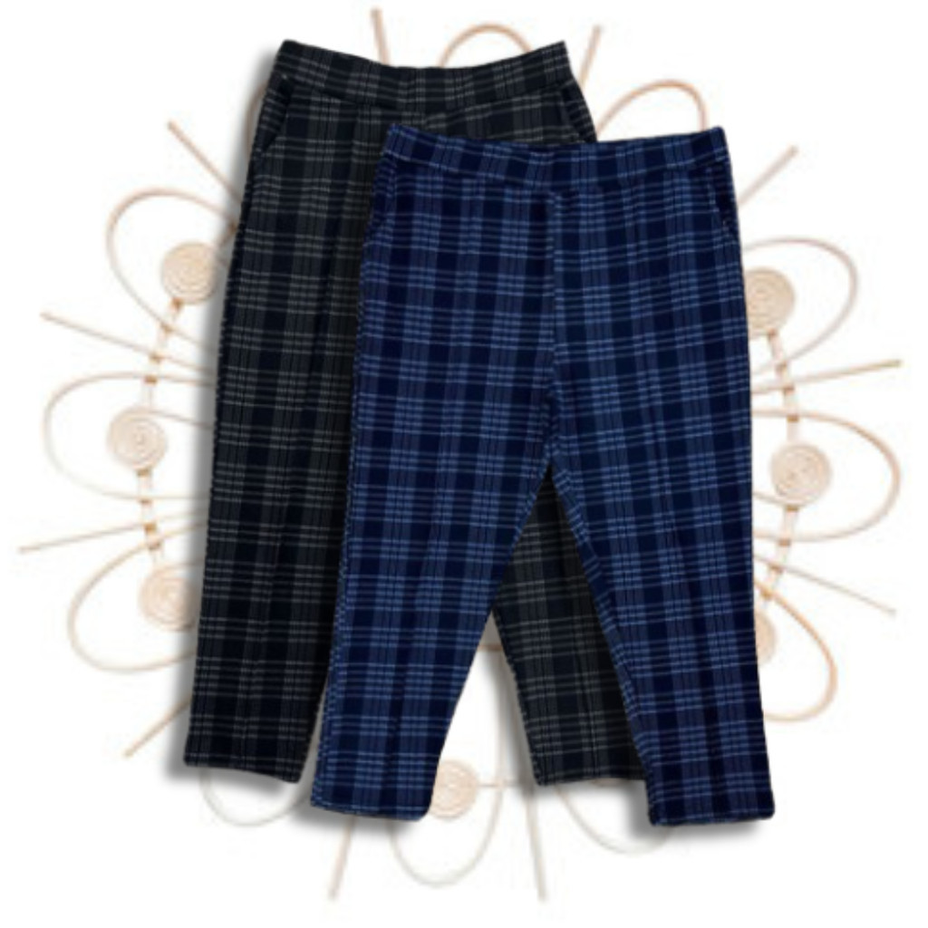 CELANA MOTIF KOTAK KOTAK CEWEK CELANA PANJANG JUMBO BIG SIZE WANITA TARTAN PANTS SUPER JUMBO BAHAN M
