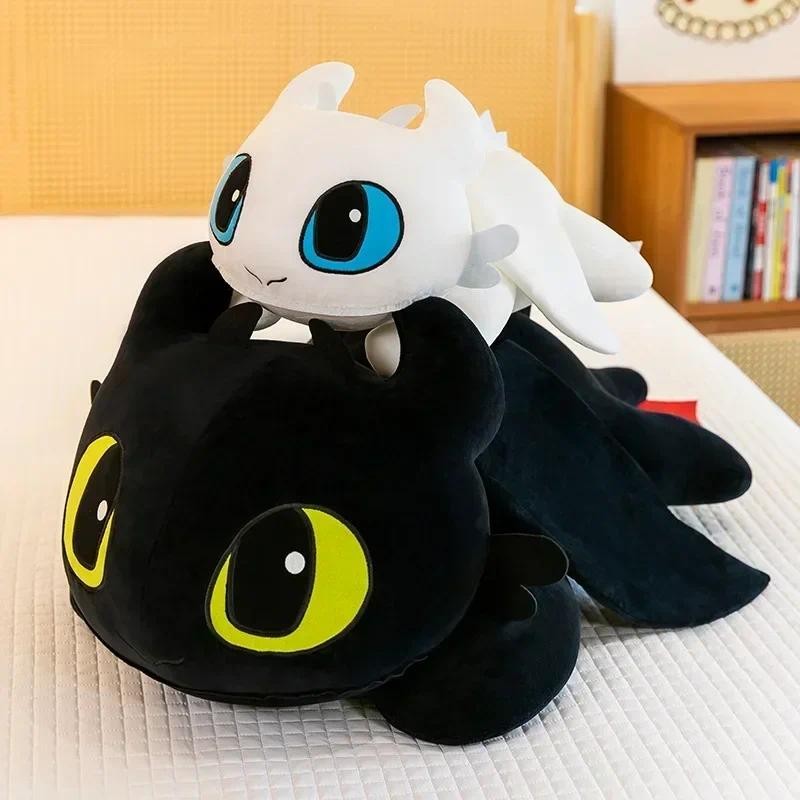 Cute Toothless Stuffed Cushion Light Fury Dragon Plush Back Cushion Cartoon Action Bionicle Night Fu