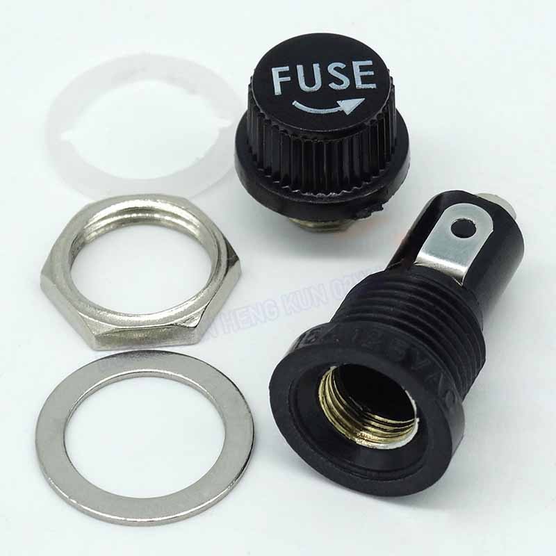 1 Pcs Fuse Holder 5*20mm Glass Tube 250V Fuse Holder 220V Fuse 2A Hole 12mm Box 15A Tube Holder 10A