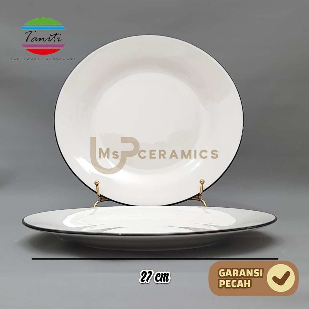 TANITI Piring Keramik Makan Ceper 10,5 Inch  Piring Makan Putih Polos Keramik Cantik Aesthetic Bermo