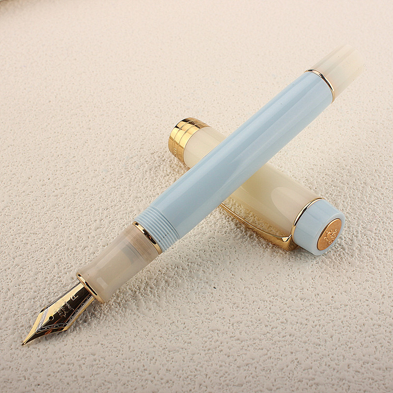 

JINHAO 100 Centennial Resin Fountain Pen Color Block EF/F M / Bent Nib Golden Clip Office School Supplies Stationary PK 9019