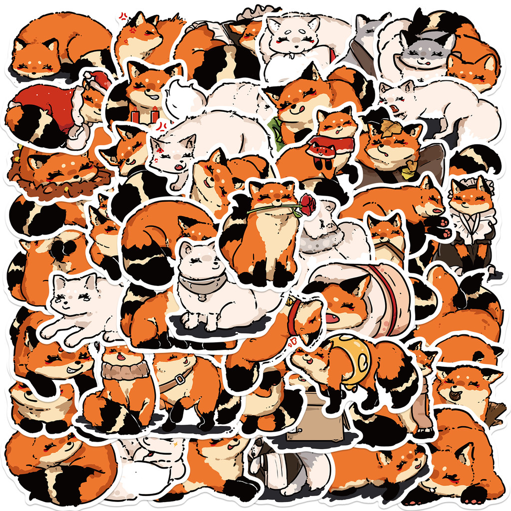 

50pcs Cute Animal Fox Cartoon Stickers DIY Graffiti Skateboard Stationary Phone Case Waterproof Kawaii Decal Toys Sticker