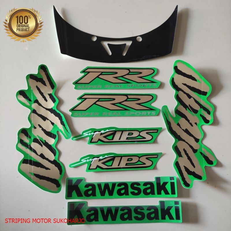 (ORI) striping kawasaki ninja rr old 2007 2008 hijau stiker motor list body kualitas original