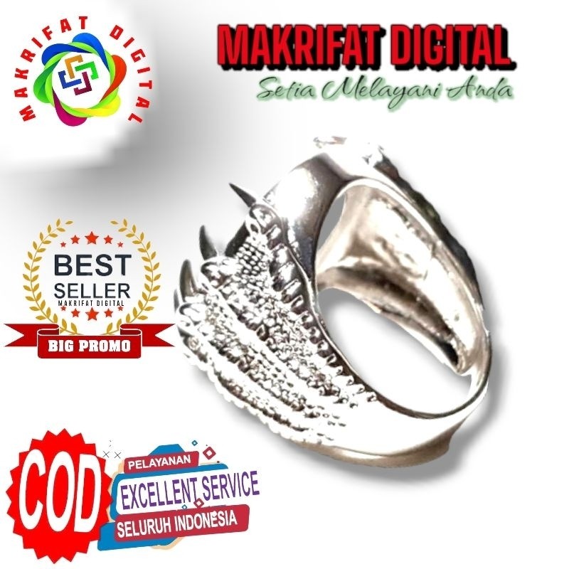 IMRON PRIBADI Ikat Emban Cincin Ring ALPAKA ASLI Silver Motif Cakar Burung