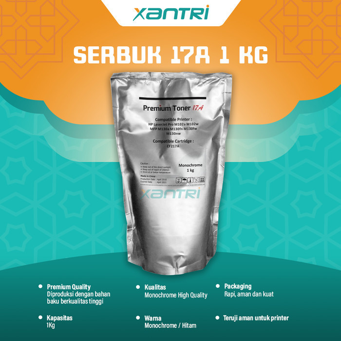 Xantri - Serbuk Toner 1KG Cartridge 17A CF217A Compatible For Printer HP LaserJet M102 MFP M130 MFP 