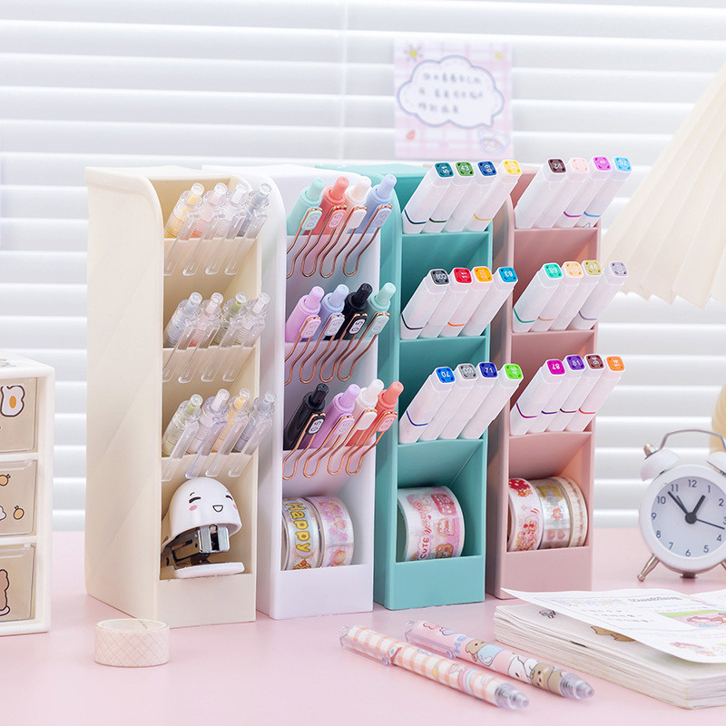 

Pen Holder Desk Organizer Cute Stationery 2023 for School Supplies Desktop Office Accessories Makeup Pencil Holder Brush Stand