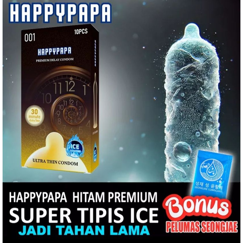 Kondom OLO /OSB Happy Papa HITAM ICE Tahan Lama KHSUS ECER