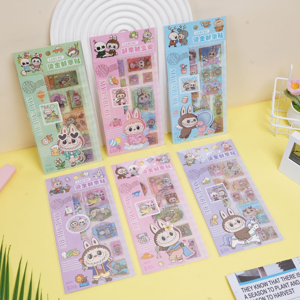 

Sticker Labubu Premium - Stiker Labu Motif Perangko Lucu - Isi 2 lembar - DIY - Mainan Anak